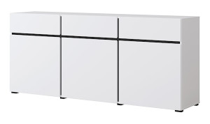 Komoda Kruzoe 78 cm z trzema szufladami i trzema szafkami biała Wyprzedaż