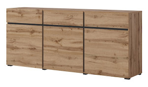 Komoda Kruzoe 78 cm z trzema szufladami i trzema szafkami dąb wotan Wyprzedaż