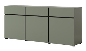 Komoda Kruzoe 78 cm z trzema szufladami i trzema szafkami zielona Wyprzedaż