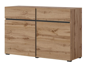 Komoda Kruzoe 78 cm z dwiema szufladami i dwiema szafkami dąb wotan Wyprzedaż