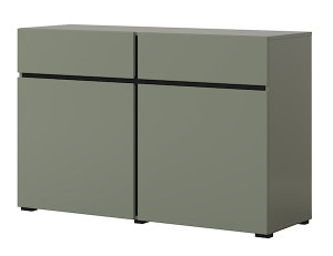 Komoda Kruzoe 78 cm z dwiema szufladami i dwiema szafkami zielona Wyprzedaż