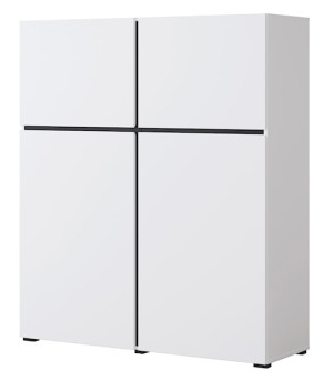 Komoda Kruzoe 139 cm z dwiema szufladami i dwiema szafkami biała Wyprzedaż