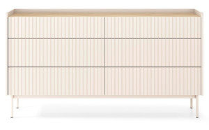 Komoda Liwelo z sześcioma szufladami 153 cm szarobeżowa Wyprzedaż