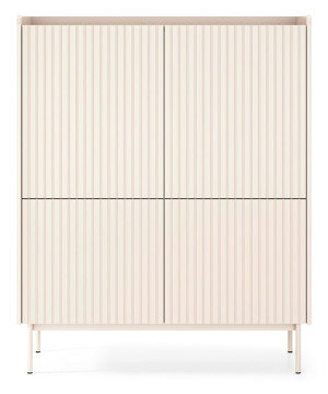 Komoda wysoka Liwelo czterodrzwiowa szarobeżowa Wyprzedaż