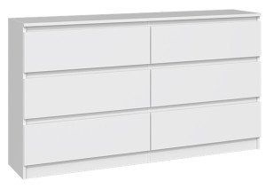 Komoda Malwa z sześcioma szufladami 138 cm biała