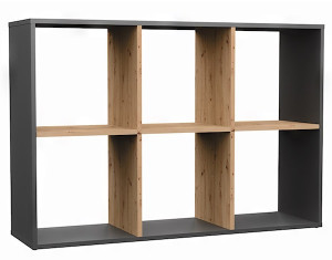 Regał otwarty Malax z sześcioma półkami 110 cm dąb artisan / antracyt Wyprzedaż