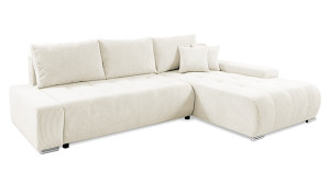 Narożnik z funkcją spania Magliano L-kształtny z pojemnikiem kremowy sztruks prawostronny Wyprzedaż