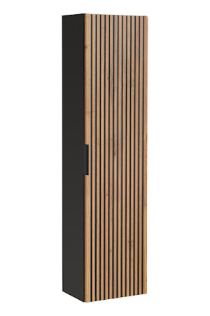 Słupek łazienkowy Ossolies 35x140 cm wiszący czarny/dąb lamele Wyprzedaż