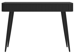 Toaletka Ovarlo z ryflami i dwiema szufladami 113 cm czarna z czarnymi nogami Wyprzedaż