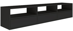 Szafka RTV Framme wisząca z trzema klapami i wnękami 150 cm czarna Wyprzedaż