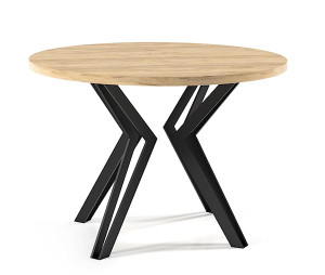 Stół okrągły Tistle rozkładany 100 cm Dąb Craft Złoty HOMEBOOK