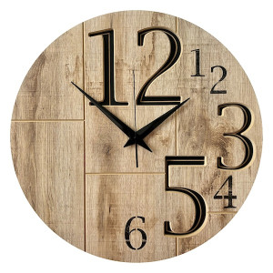 Zegar ścienny Relatise średnica 57 cm w kolorze dębu z czarnymi cyframi Wyprzedaż