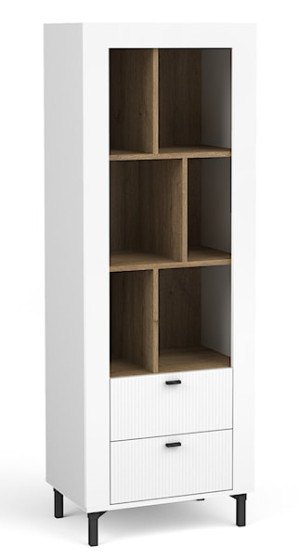 Regał Lammila z szufladami 55 cm biały / dąb whisky Wyprzedaż