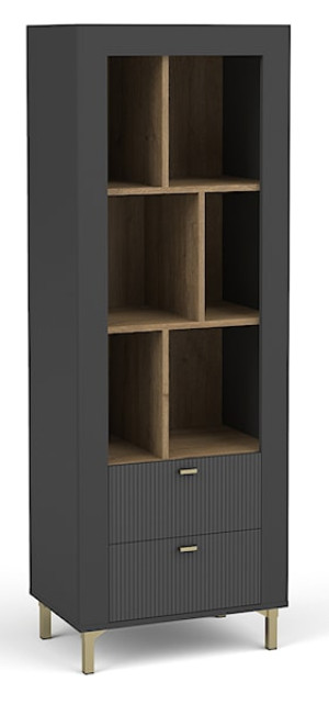 Regał Lammila z szufladami 55 cm czarny / dąb whisky Wyprzedaż