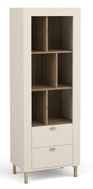 Regał Lammila z szufladami 55 cm szary beż / dąb whisky Wyprzedaż