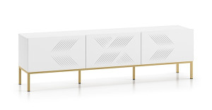 Szafka RTV Nebbato 170 cm biała ze złotym stelażem