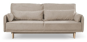 Kanapa z funkcją spania trzyosobowa Spider beżowa w tkaninie łatwoczyszczącej