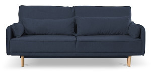 Kanapa z funkcją spania trzyosobowa Spider granatowa w tkaninie łatwoczyszczącej