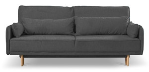 Kanapa z funkcją spania trzyosobowa Spider ciemnoszara w tkaninie łatwoczyszczącej