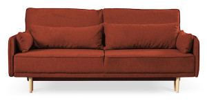 Kanapa z funkcją spania trzyosobowa Spider ruda welur hydrofobowy