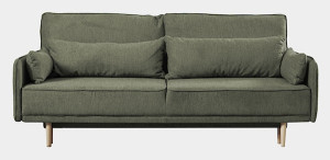 Kanapa z funkcją spania trzyosobowa Spider oliwkowa welur hydrofobowy