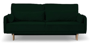 Kanapa z funkcją spania trzyosobowa Spider ciemnozielona welur hydrofobowy