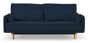 Kanapa z funkcją spania trzyosobowa Spider granatowa welur hydrofobowy