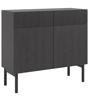 Komoda dwudrzwiowa Nolie z dwoma szufladami 100 cm Jesion Portland Czarny Wyprzedaż