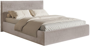Łóżko tapicerowane 140x200 cm Softie Slim szarobrązowe welur hydrofobowy