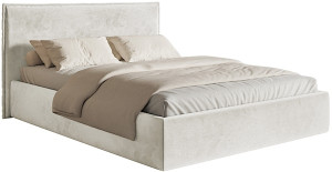 Łóżko tapicerowane 200x200 cm Softie Slim szarobeżowe welur hydrofobowy