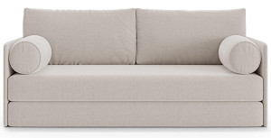 Kanapa rozkładana trzyosobowa Estano jasnobeżowa plecionka Wyprzedaż