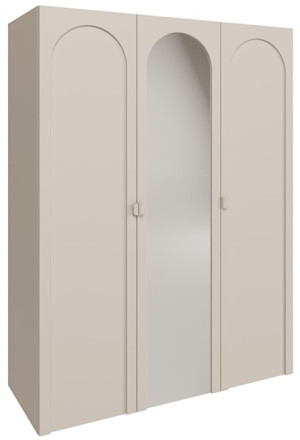 Szafa trzydrzwiowa Arkadia z frezowanym frontem i lustrem 150 cm kaszmir Wyprzedaż