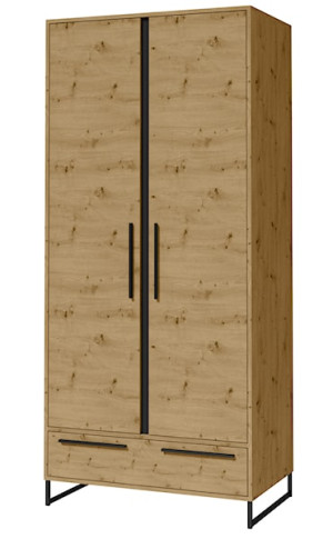 Szafa dwudrzwiowa 90 cm Abirly 150 cm dąb artisan/czarna Wyprzedaż