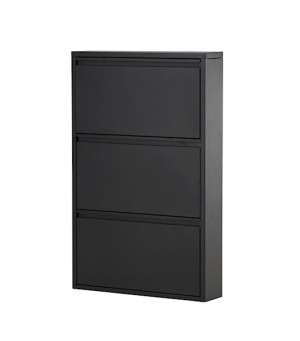 Szafka na buty Voties 103x60 cm z trzema półkami czarna stalowa Wyprzedaż