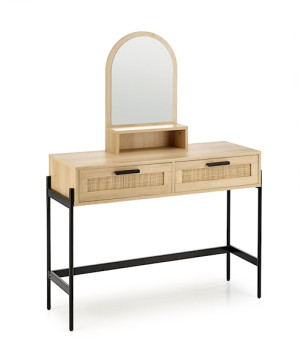 Konsolka toaletka Tanessa z lustrem kolor naturalny Wyprzedaż