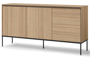 Komoda dwudrzwiowa Visso z dwiema szufladami 167 cm dąb linearny