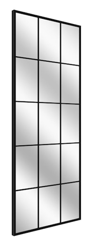 Lustro ścienne Villary 150x60 cm ze szprosami małe kwatery czarne Wyprzedaż