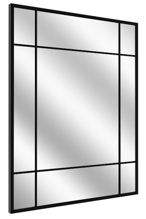 Lustro ścienne Villary 95x69 cm ze szprosami czarne Wyprzedaż