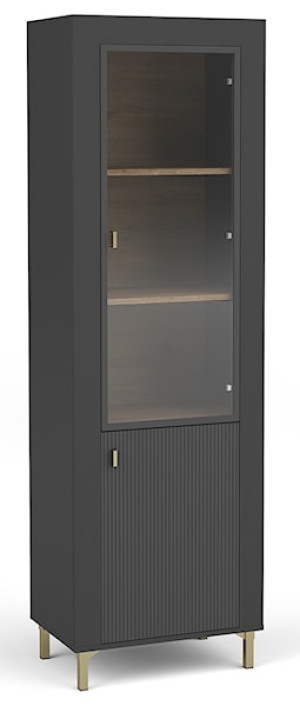 Witryna wysoka Lammila 57 cm czarny / dąb whisky Wyprzedaż