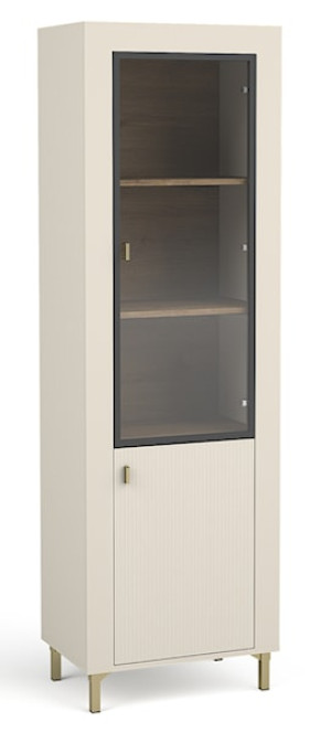 Witryna wysoka Lammila 57 cm szary beż / dąb whisky Wyprzedaż