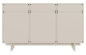 Komoda trzydrzwiowa Wuwu z trzema szufladami 150 cm szarobeżowa Wyprzedaż