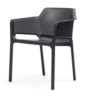 Krzesło ogrodowe Net Nardi z certyfikowanego tworzywa antracytowe