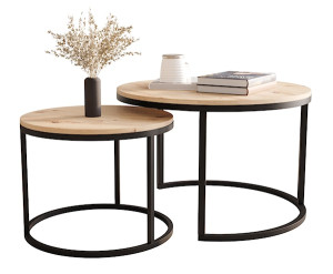 Zestaw dwóch stolików kawowych Sabello okrągłe 70 i 50 cm dąb artisan Wyprzedaż