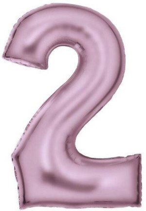 Balon foliowy cyfra 2 satynowa pastelowy róż 86cm