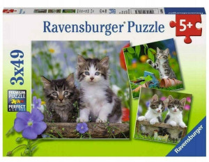 Ravensburger. Puzzle 3x49 elementów. Kocięta