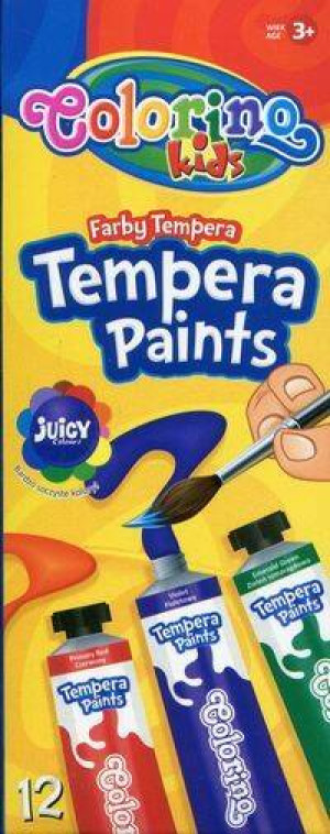 Farby tempera w tubach 12 ml. Colorino Kids. 12 kolorów