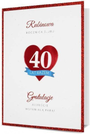 Karnet B6 Rocznica ślubu Rubinowa