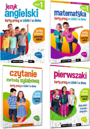 Pakiet: Język angielski SP 1. Karty pracy w szkole i w domu/ Matematyka. Szkoła podstawowa 1 .Karty pracy w szkole i w domu/ Czytanie metodą sylabową. Karty pracy w szkole i w domu/ Pierwszak