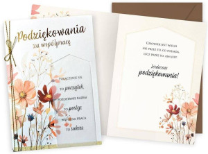 Karnet podziękowania za współpracę kwiatki