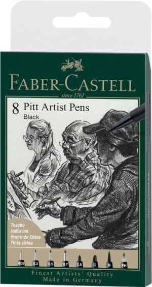 Pisaki Pitt Artist Pen black 8szt